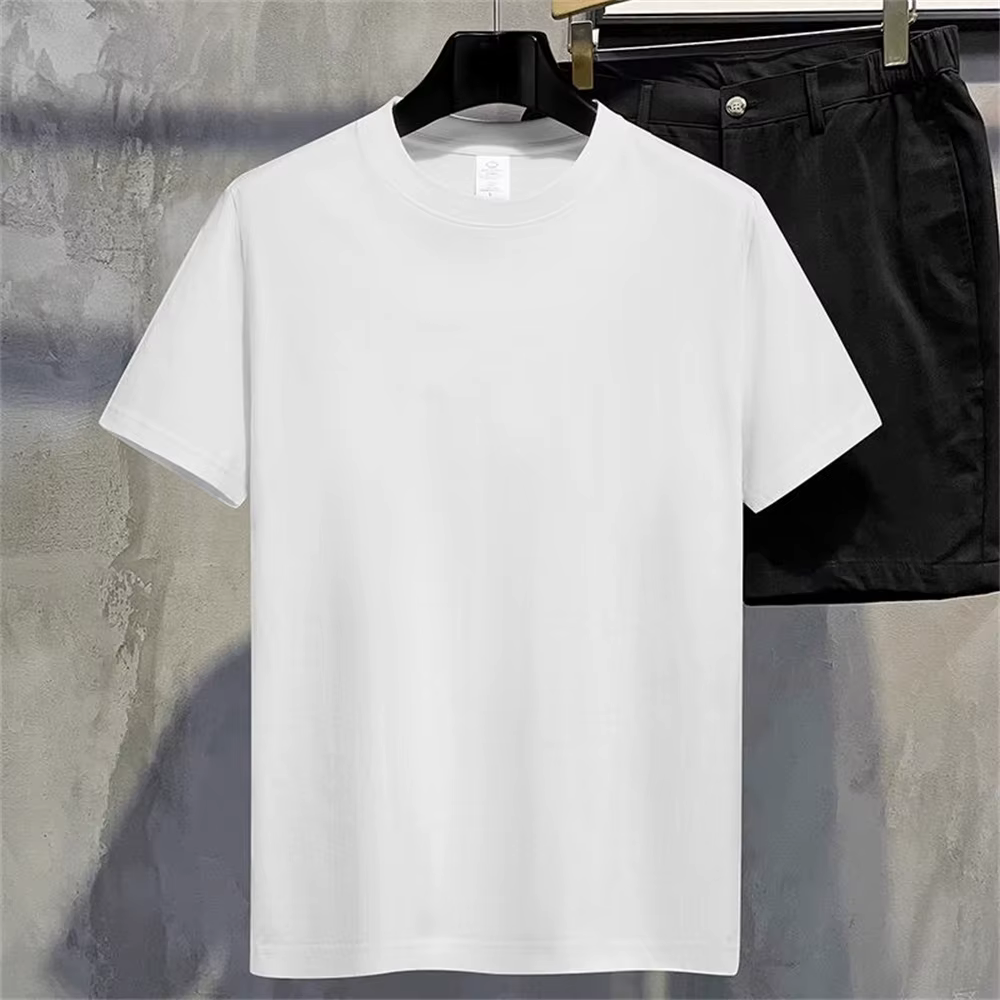 T-shirt d'été en coton pour hommes et femmes, couleur unie, col rond, manches courtes, t-shirts blan