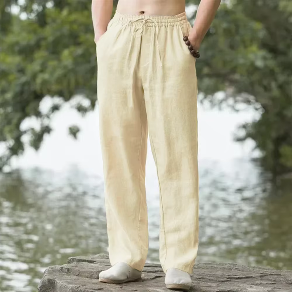 Nouveaux pantalons de plage pour hommes Joggers mode coton lin pantalons de survêtement pantalons dé
