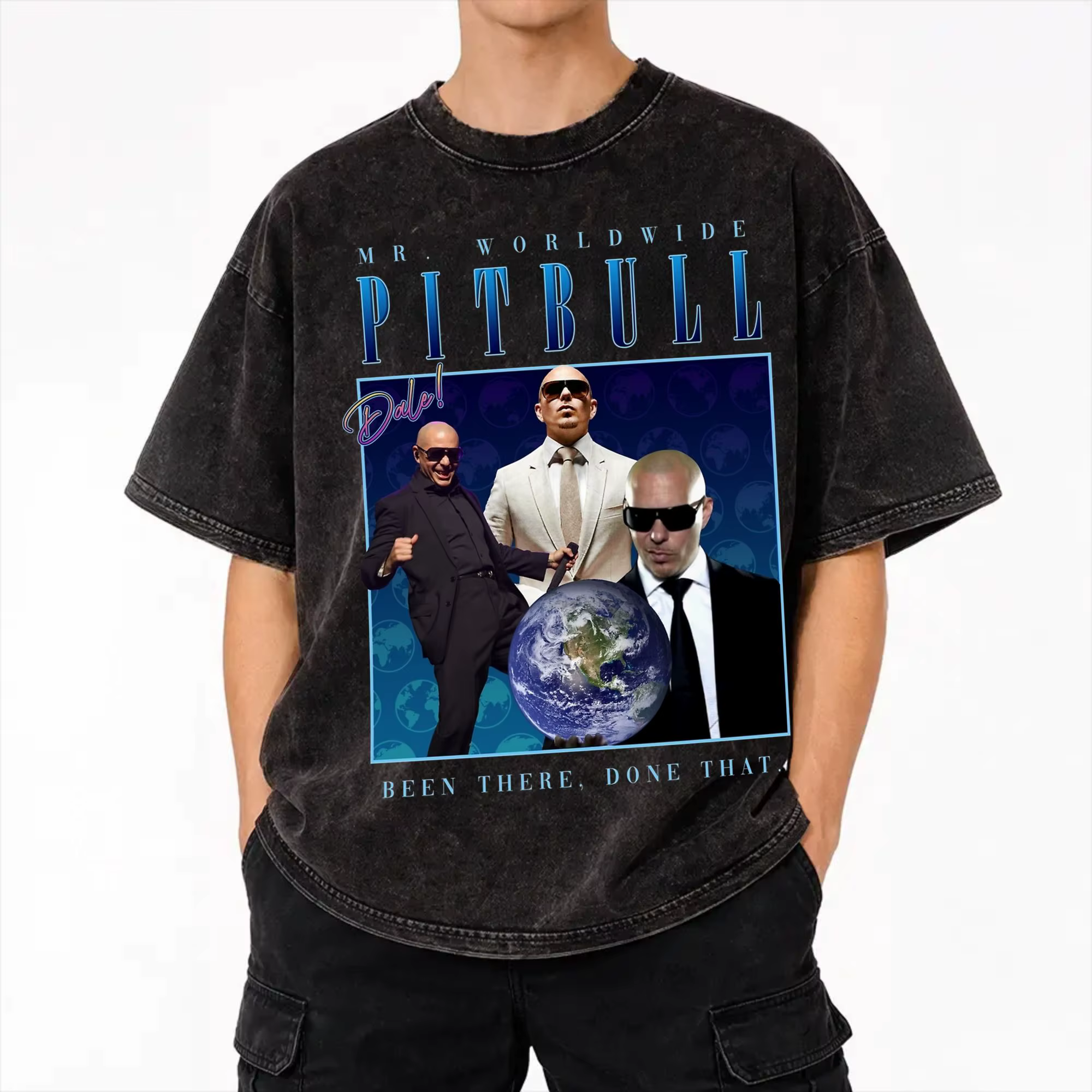 T-shirt Pitbull Mr Worldwide Tour 2026, accessoires, t-shirt délavé pour hommes et femmes, streetwea