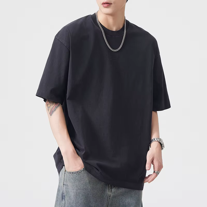 DUKEEN 260Gsm T-Shirt délavé en détresse hommes mode d'été Vintage imprimé col rond 100% coton t-shi