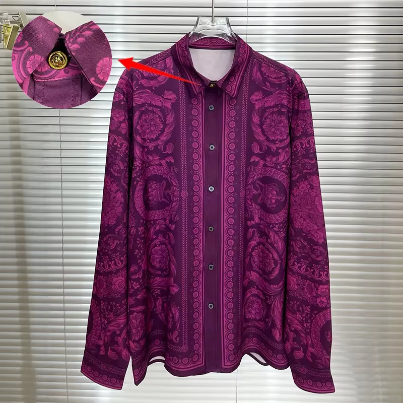 Chemise De luxe à manches longues hommes vêtements impression numérique florale Manga Longa chemises