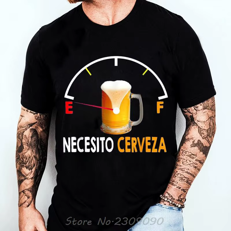 NECESITO CERVEZA imprimer hommes T-shirt été boire de la bière T-shirt mode col rond couverture en c
