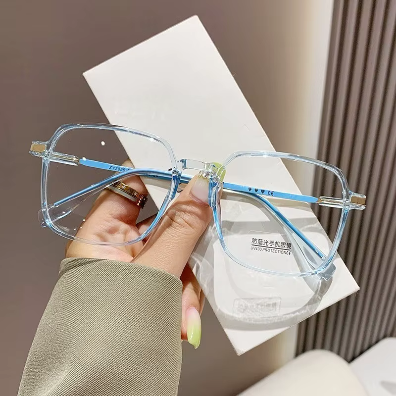 Lunettes photochromiques pour femmes, anti-lumière bleue, monture rose et bleue, grandes lunettes à 