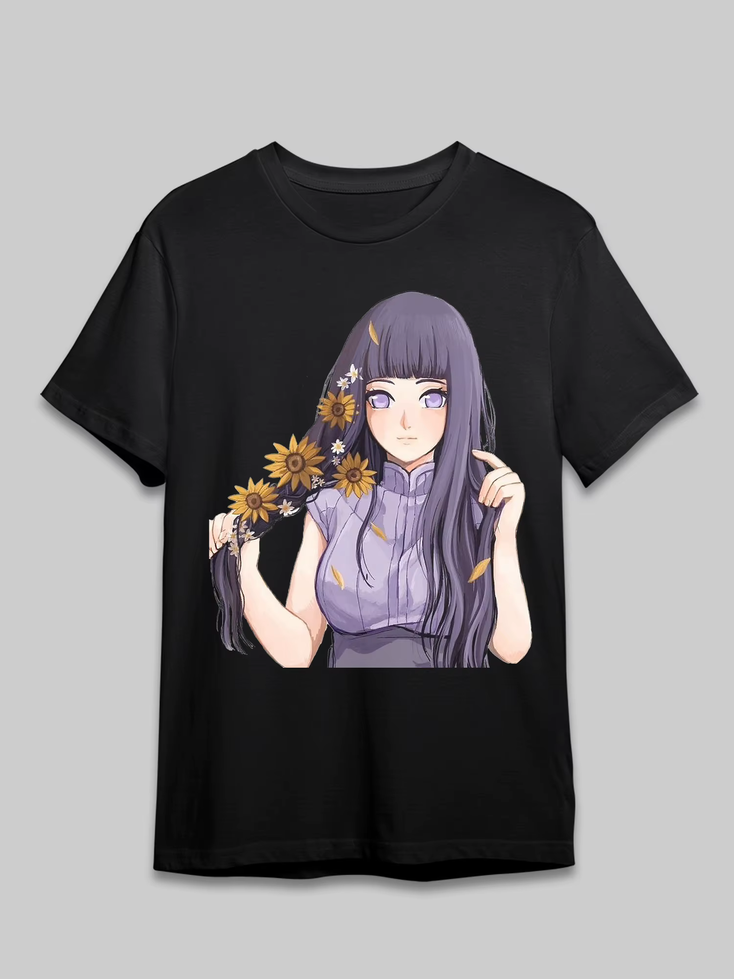 T-shirt Naruto Hinata Hinata Gentle Style pour hommes, motif Anime imprimé, manches courtes, haut en