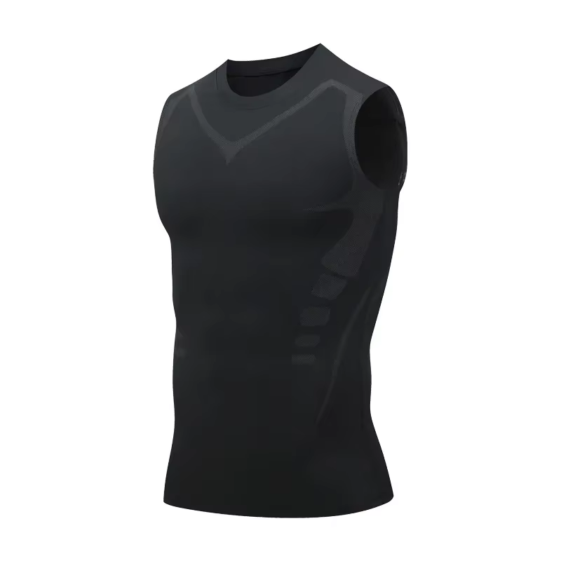 Gilet amincissant pour hommes, chemise de Compression ionique, débardeur rafraîchissant en soie glac