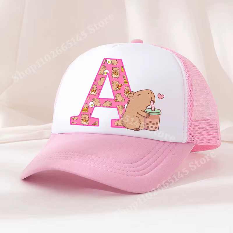 Capibara casquette de Baseball filles femmes Anime Capybara lettre A-Z chapeau de soleil enfants adu