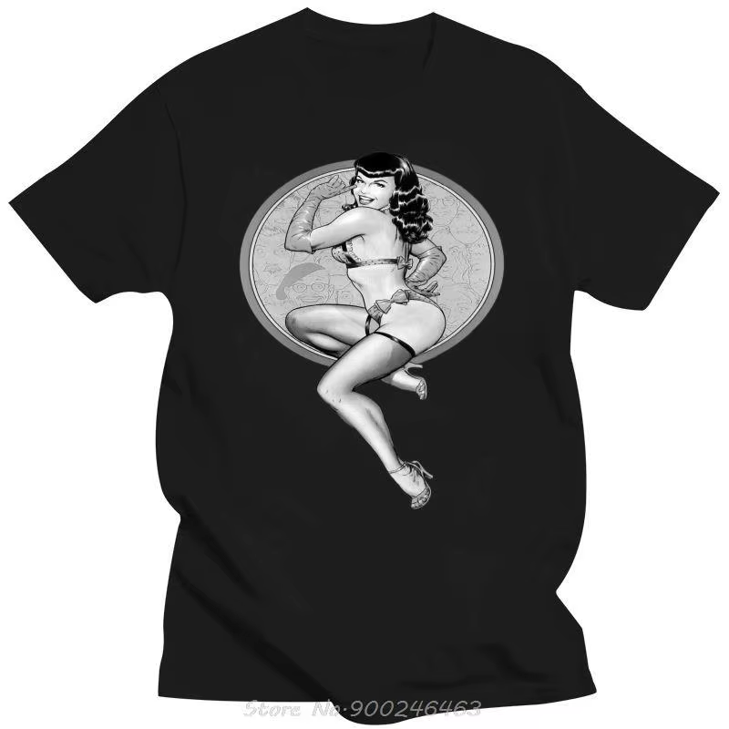 Hommes vêtements Bettie Page Vintageold affiche T-shirt 100% coton hommes T-shirt Hip Hop t-shirts S