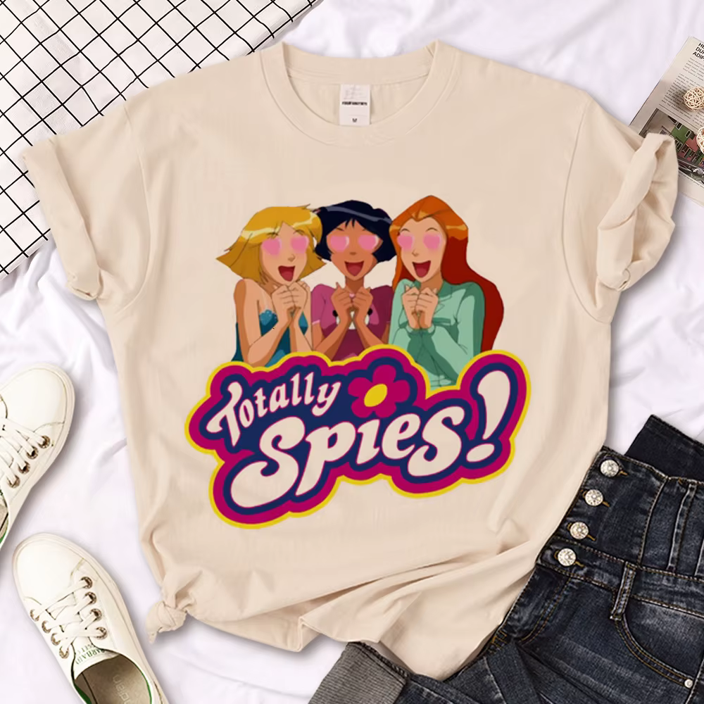 T-shirt Totally Spies pour femmes, streetwear graphique comique, vêtements de créateurs, 600