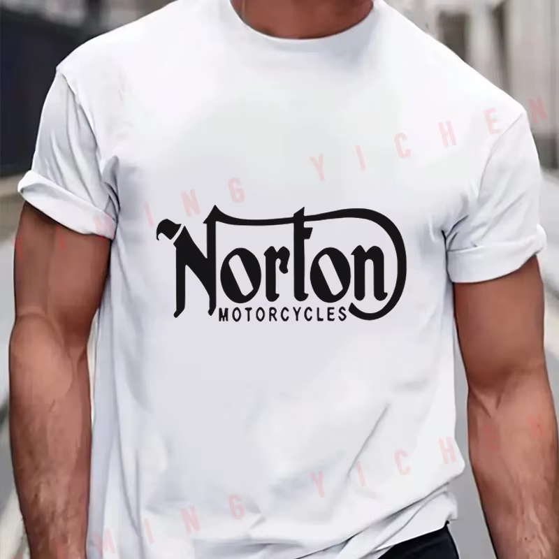New Norton Motorcycle Classic Logo Men T-Shirt Moto Cotton Summer O-neck Short Sleeve Fashion Hip Ho
