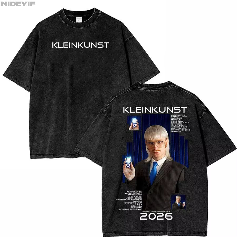 Kleinkunst Album 2026 t-shirt surdimensionné pour hommes femmes lavé Vintage 100% coton Hiphop Stree