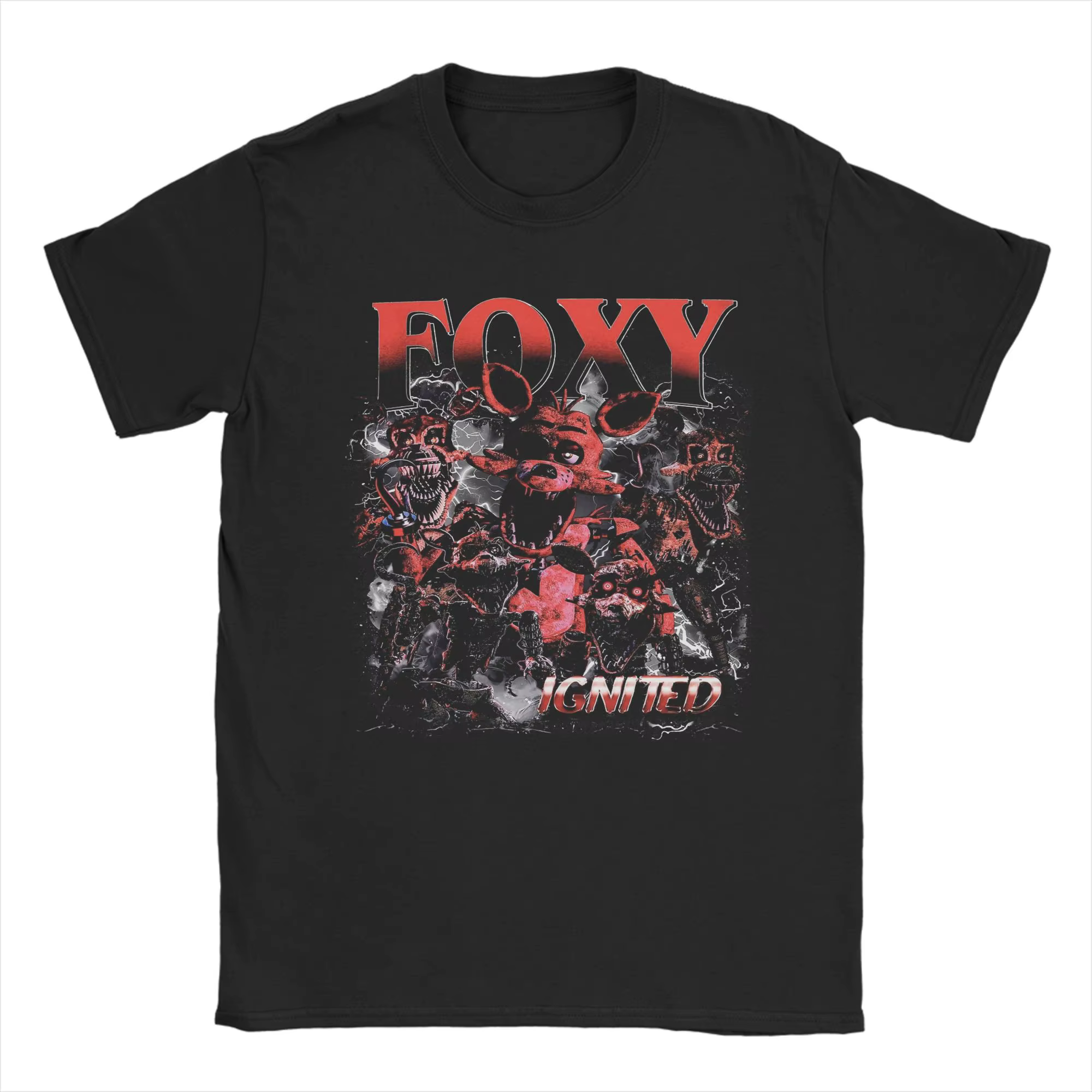 Hommes T-Shirt Vintage cinq nuits FNAF Foxy nouveauté coton T-Shirt à manches courtes t-shirts col r