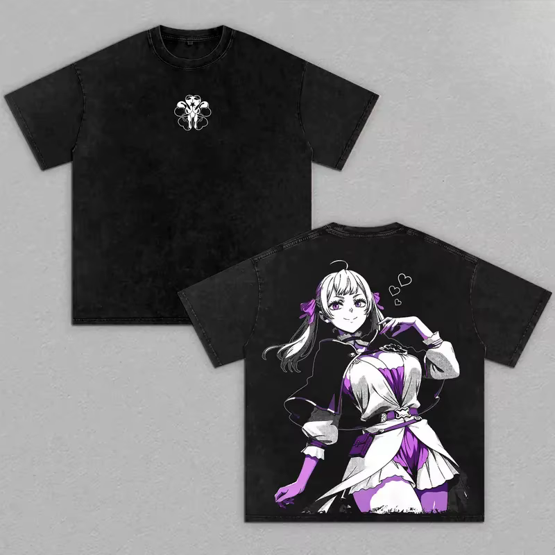 T-shirt unisexe Noell Silva Black Clover Manga pour hommes et femmes, style vintage délavé, décontra