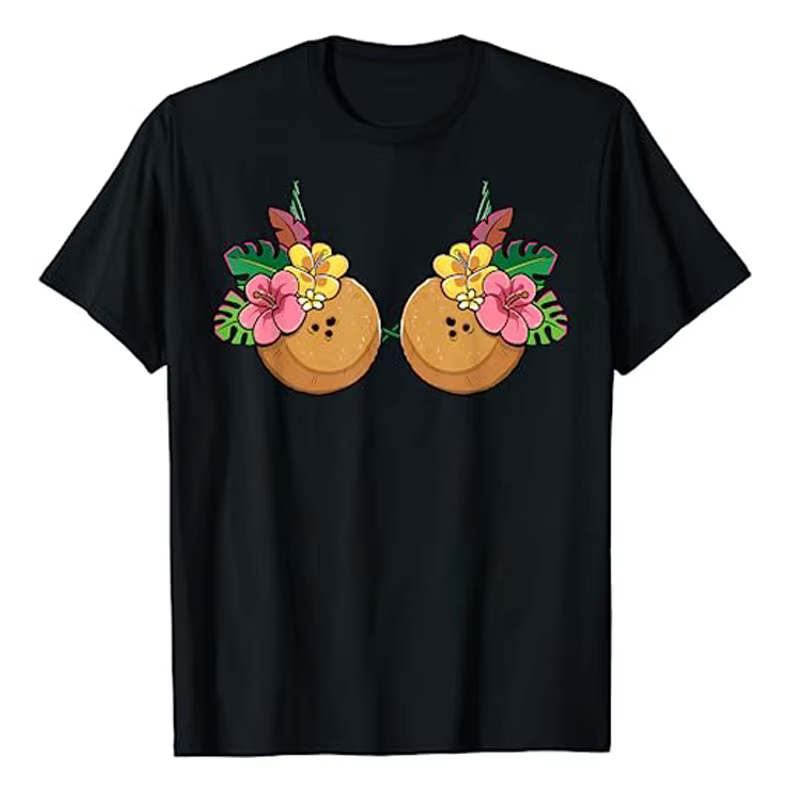 AMP-Costume de soutien-gorge Luau tropical hawaïen pour femme, t-shirt graphique, vêtements de fête,