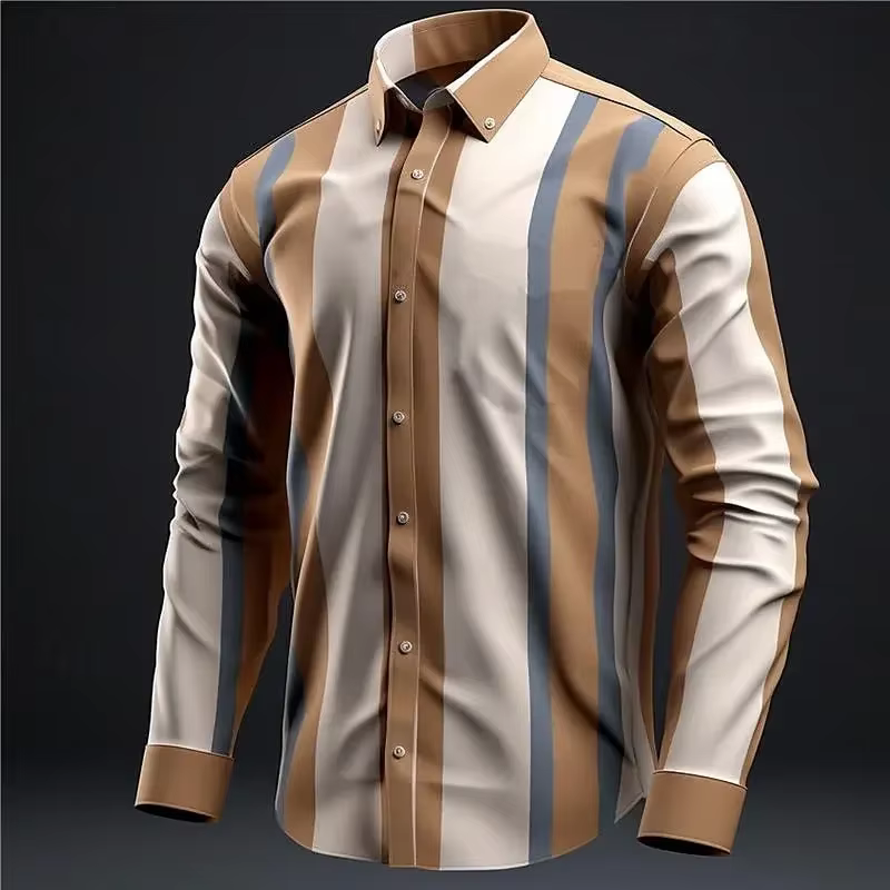 Chemise rayée 2024 vente chaude chemise pour hommes rétro fête tridimensionnelle confortable doux en