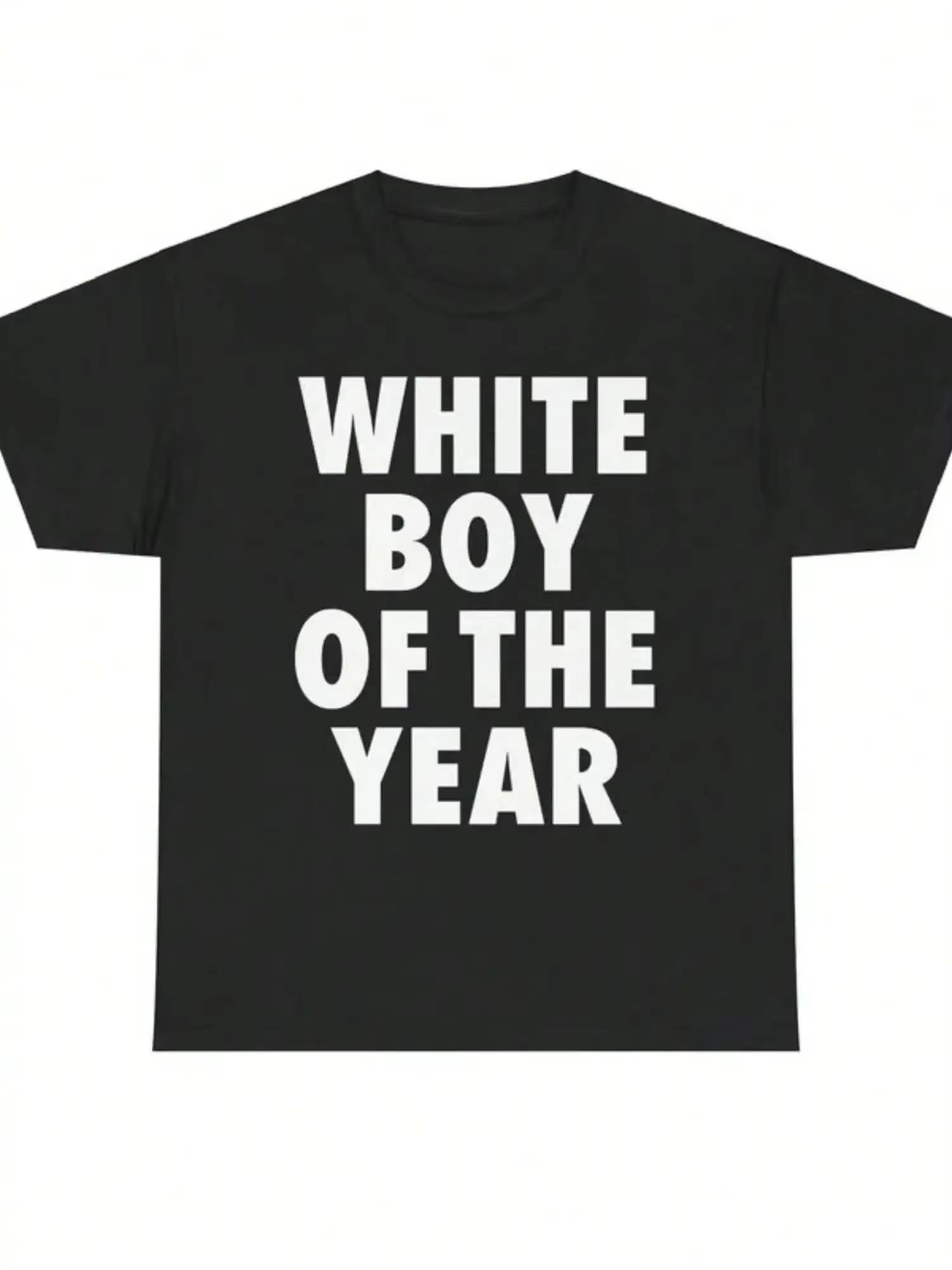T-shirt à manches courtes en coton imprimé WHITE BOY OF THE YEAR, style rétro, décontracté, streetwe