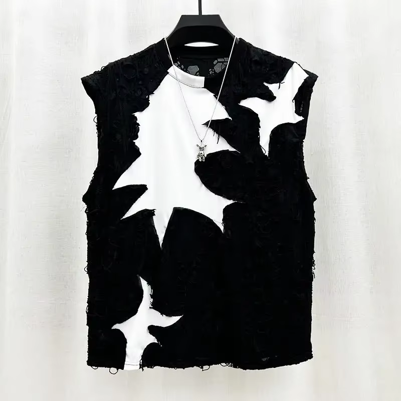 Vêtements pour hommes – Nouvelle collection été 2026 : Gilet décontracté sans manches en patchwork, 