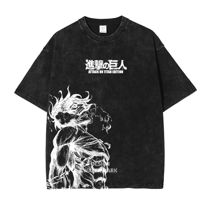 Hot Manga attaque sur Titan Levi Ackerman imprimé lavé T-shirt hommes femmes coton t-shirts Vintage 