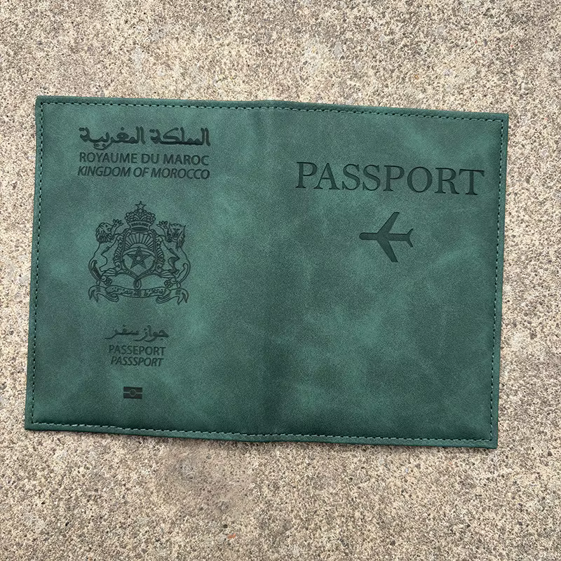 Couverture de passeport du royaume du Maroc pour hommes et femmes, étui vert en Pu pour protection d