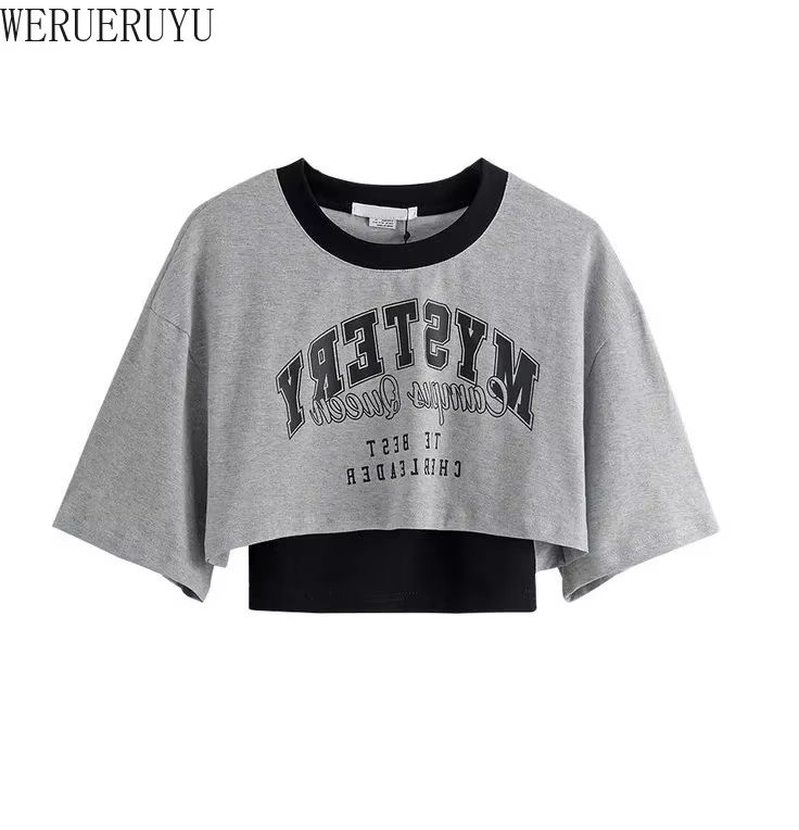 T-shirt imprimé graphique vintage pour femmes, haut court, manches courtes, vêtements Y2K, été, t-sh