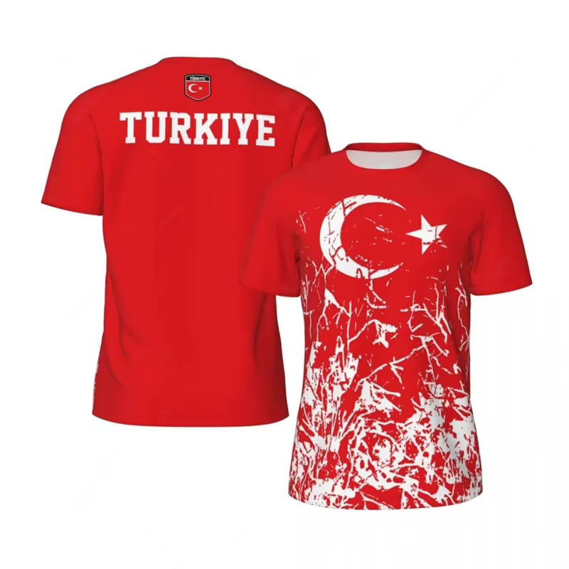 T-shirt de sport pour homme à séchage rapide et respirant avec logo TURKIYE imprimé en 3D, maillot d