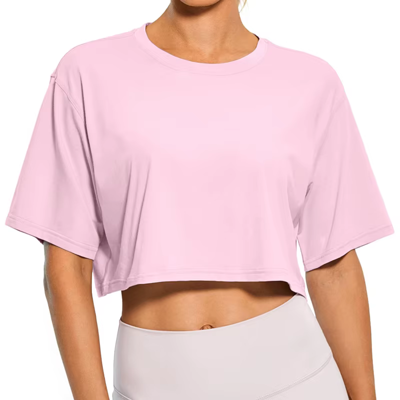 Col rond coupe manteau couleur unie femmes décontracté ample et confortable T-shirt basique Joker ru