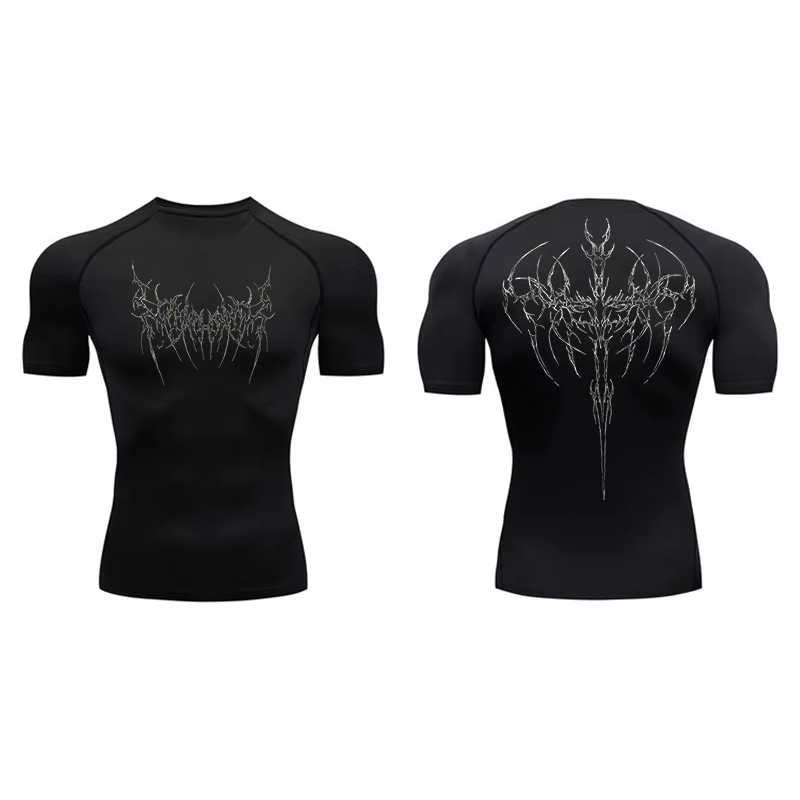 Chemises de compression imprimées pour hommes, t-shirts athlétiques, séchage rapide, Y-Gym Workout, 