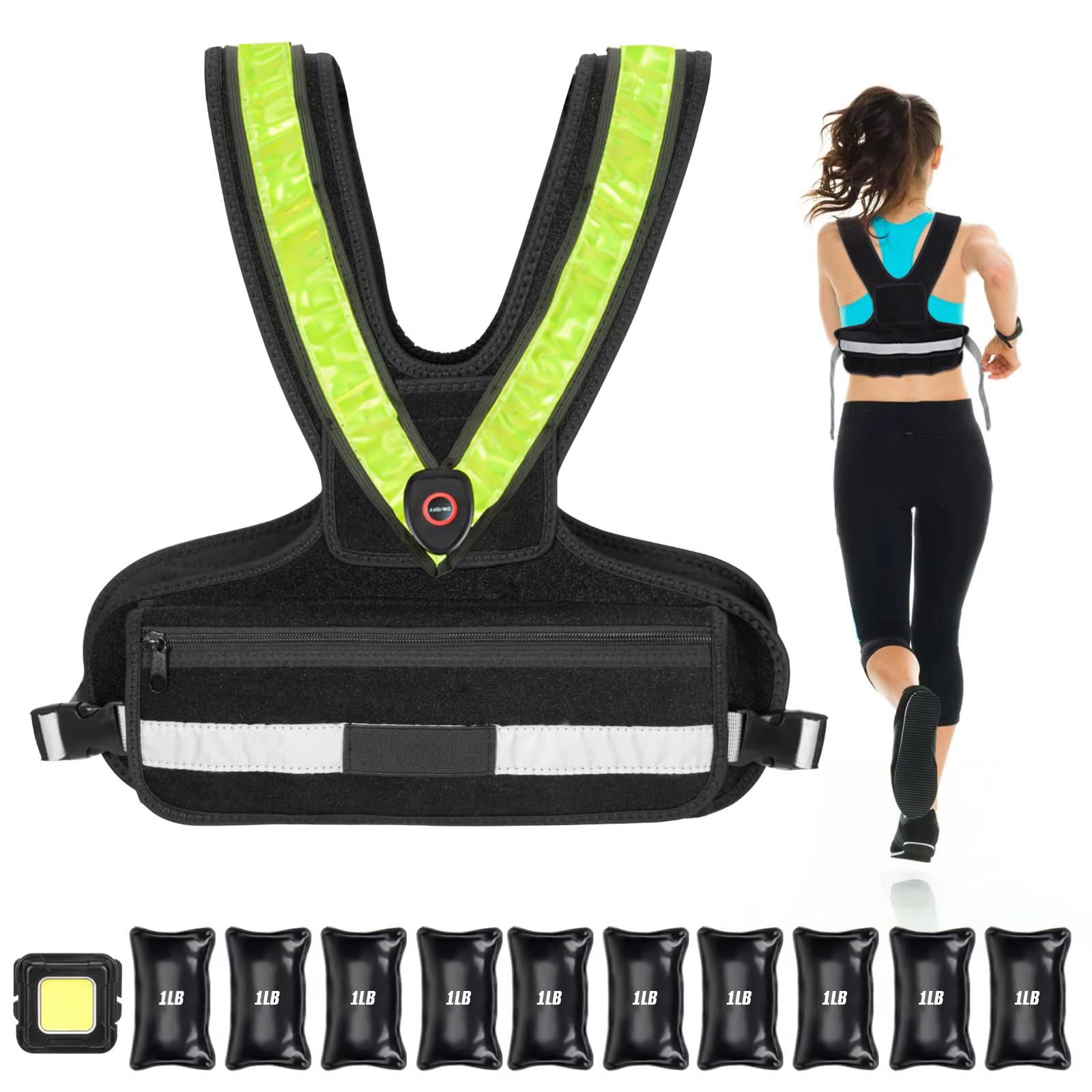 Gilet lesté pour femmes et hommes, gilet lesté de course de Sport avec bandes réfléchissantes et cei