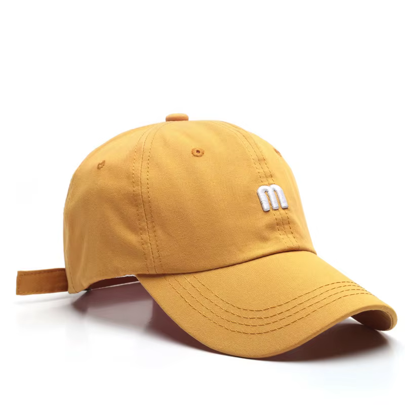 Casquette en bec de canard brodée avec lettre M, chapeau de soleil souple à bord incurvé polyvalent 