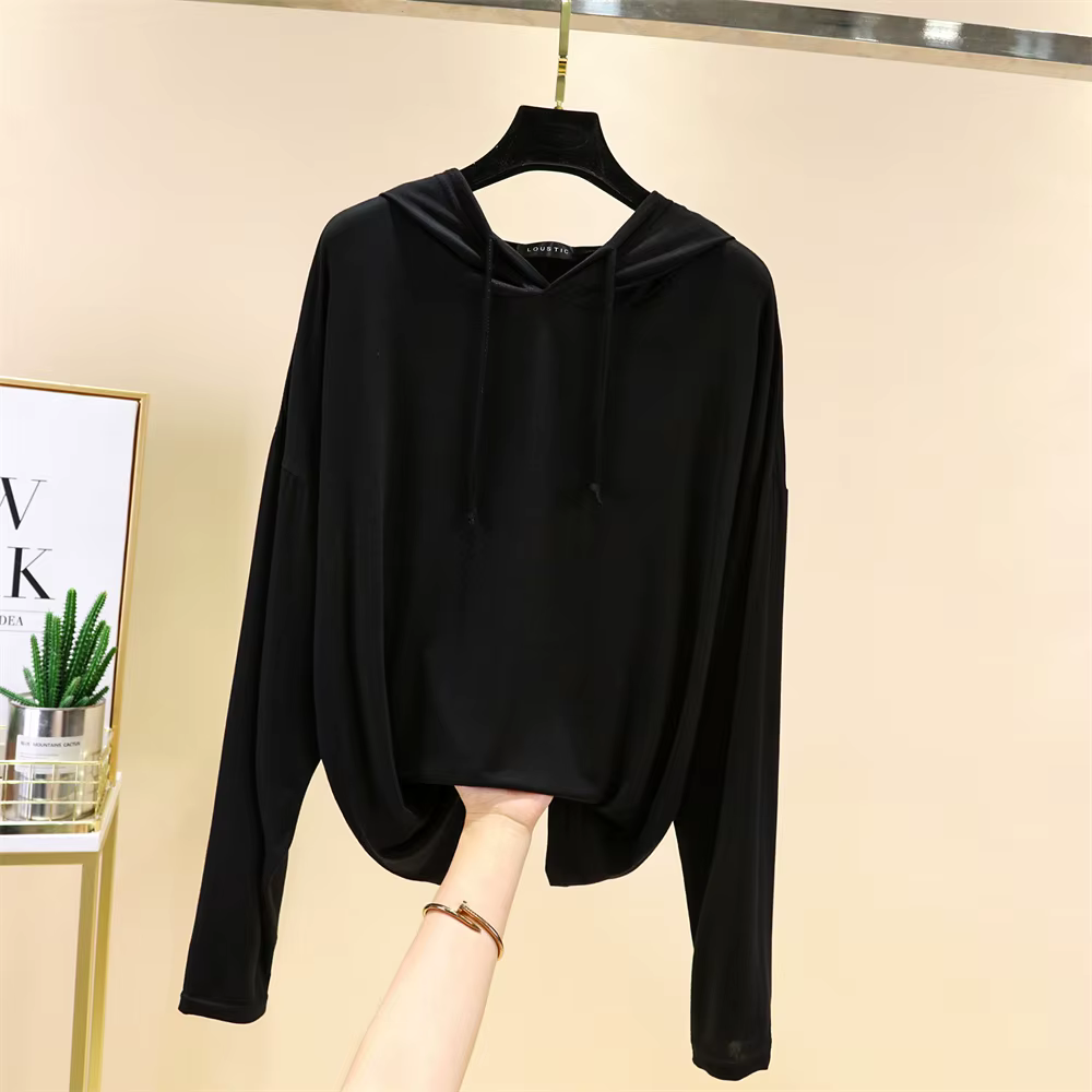 Mode coréenne été Modal sweats pull à capuche t-shirt à manches longues sweat à capuche pour femme t
