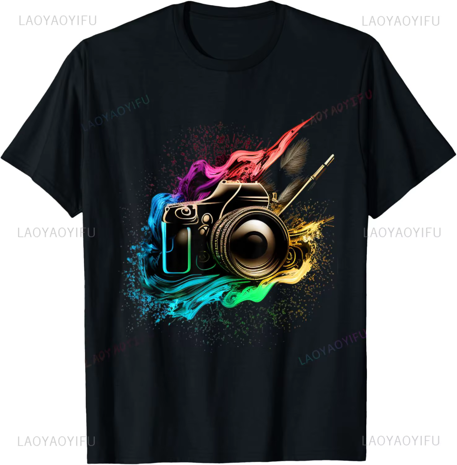 Cool caméra couleurs T-Shirt graphique t-shirts Streetwear hommes vêtements unisexe été haut Camisas