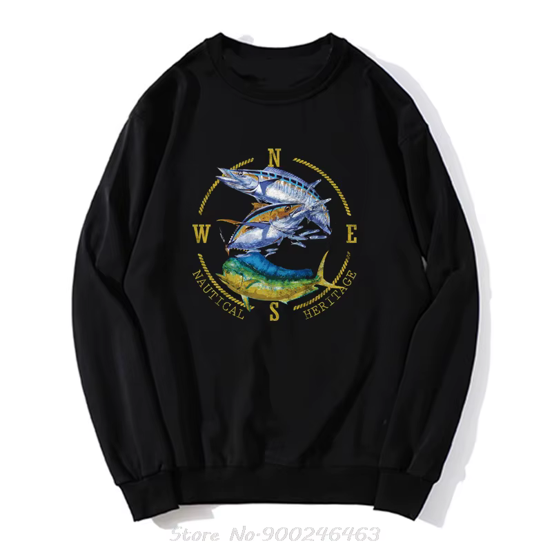 Sweat à capuche en coton pour hommes, vêtements Hip Hop Streetwear, pull pull, pêche nautique, pêche