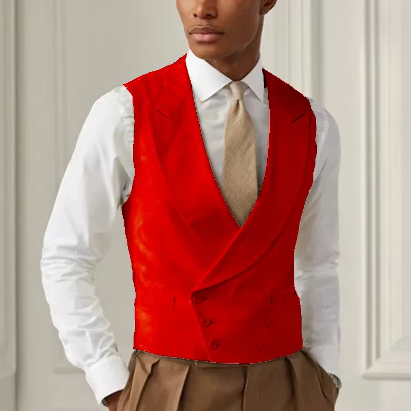 Gilet blanc uni pour hommes, avec revers, Slim, régulier, pour Banquet de mariage, costume pour homm