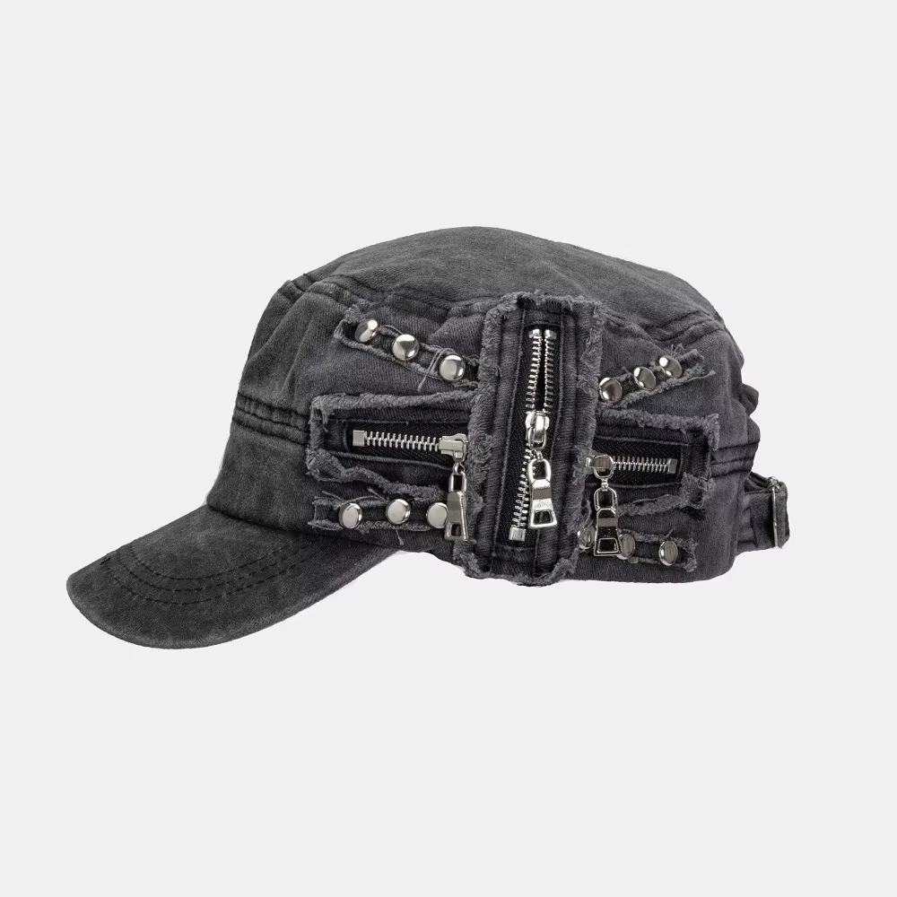 Casquette de baseball rétro délavée pour hommes et femmes, rivet vintage, hip hop punk, fermetures à