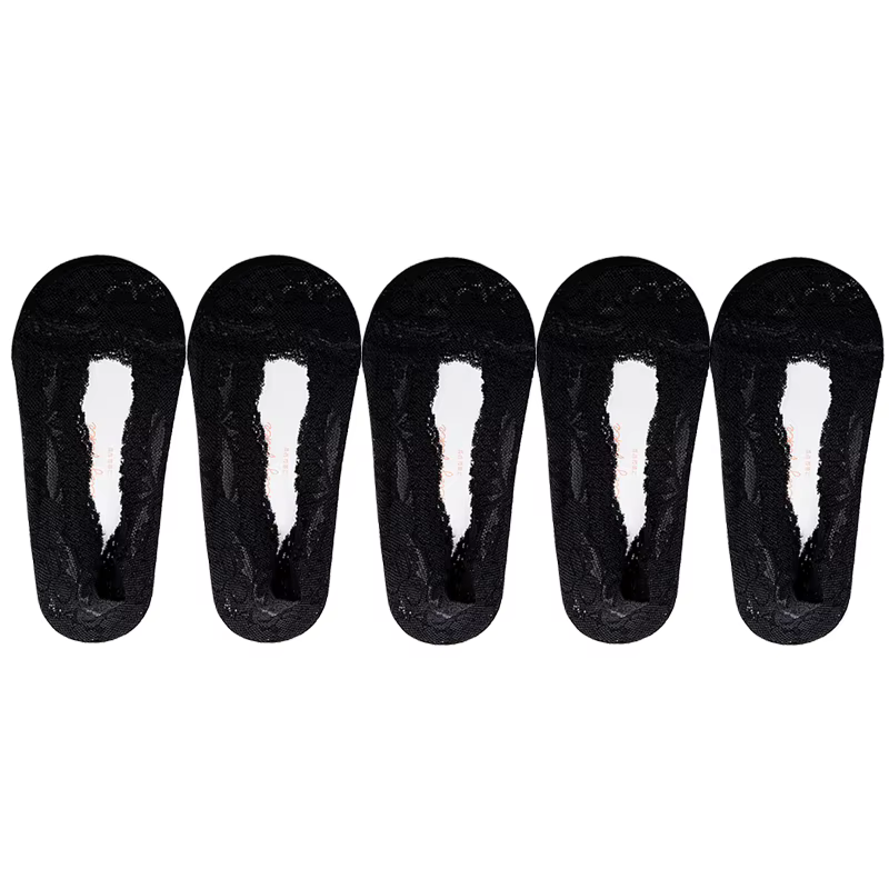 Lot de 5 paires de chaussettes invisibles courtes pour femme, en coton fin, pour l'été, blanches, co