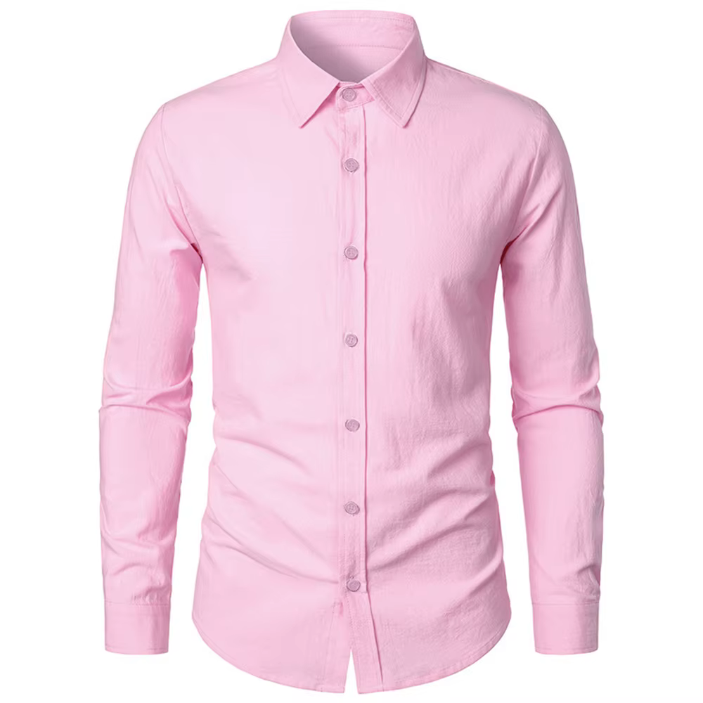 Chemise d'affaires en lin de coton pour hommes, coupe couvertes, manches longues en Y, chemises form