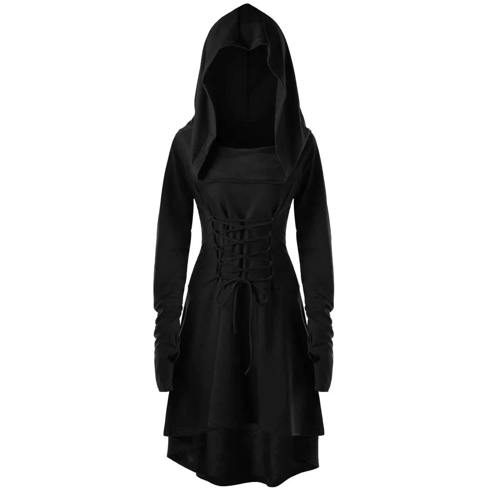 Costumes d'archer de la Renaissance, Cosplay médiéval, Robe à capuche, pull à lacets, longue Cape, f