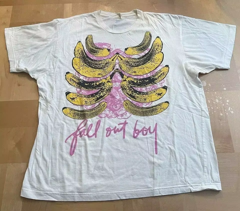 T-shirts Rock Punk Rétro Fall Out Boy Banana Rib Cage – Hauts Décontractés Vintage Streetwear Imprim