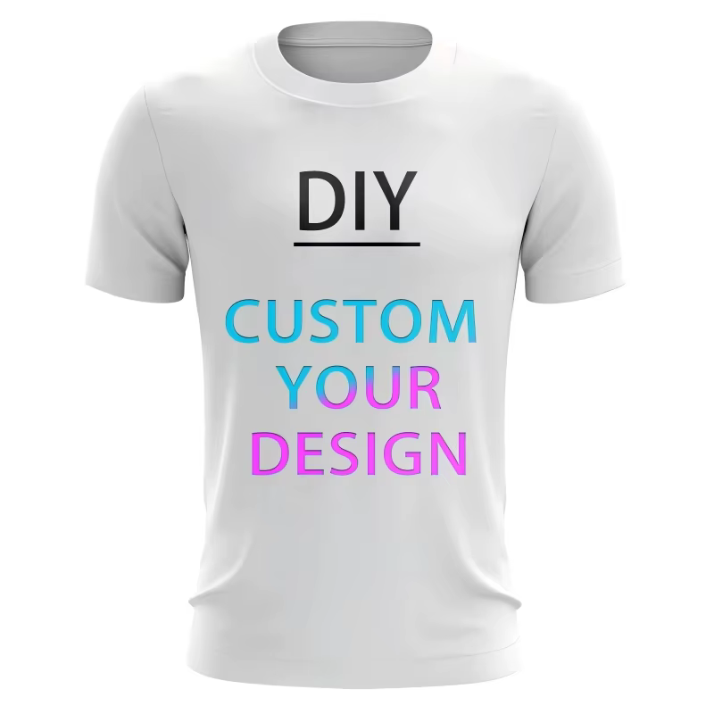 T-shirts personnalisés avec logo, motif ou photo en impression 3D, t-shirts décontractés à col rond 