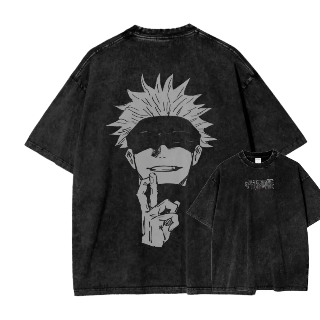 Gojo Satoru imprimé t-shirt Anime Jujutsu Kaisen vêtements hommes femmes Vintage lavé T-shirts à man