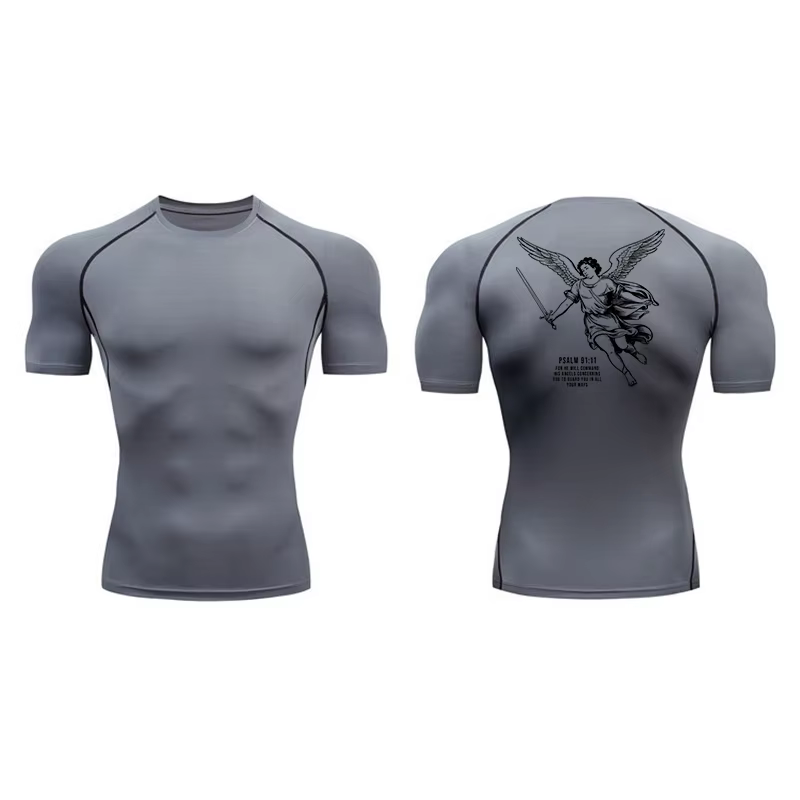Angel graphique athlétique séchage rapide t-shirts pour hommes chrétien gymnastique entraînement cou