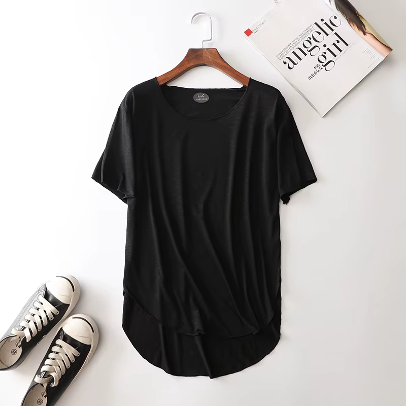 100% fibre de bambou t-shirt haut pour femme 2026 t-shirt d'été harajuku lâche confortable t-shirts 