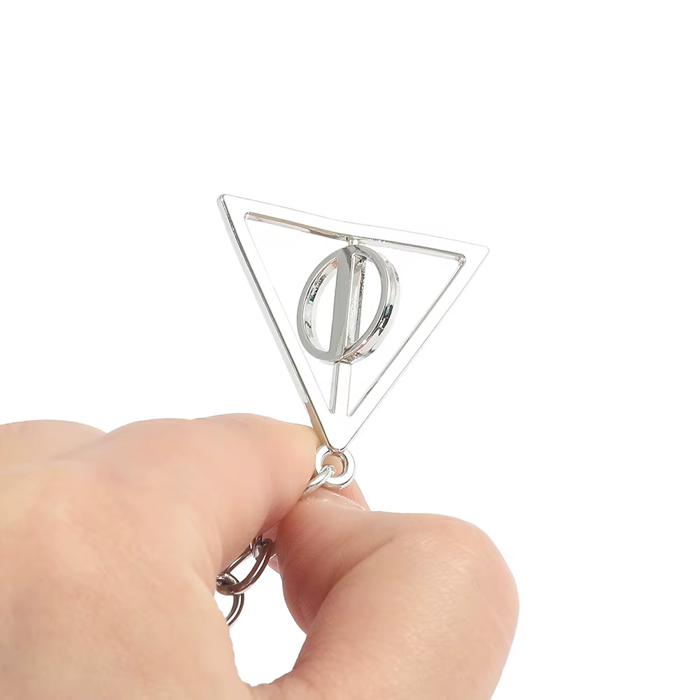 Porte-clés Deathly Hallows, pendentif triangulaire rotatif tendance, accessoire de sac, cadeau, port