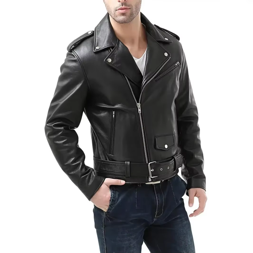 Nouvelle Veste en Cuir pour Homme, Style Business et Décontracté, Noir et Rouge, Col de Costume, Cou