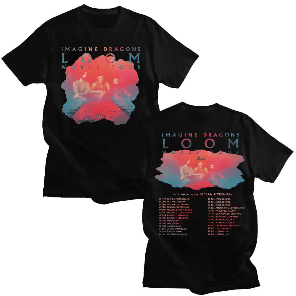 Imagine Dragons Band Loom Tour 2025 nouveaux t-shirts hommes femmes mode Hip Hop rétro T-shirt coton