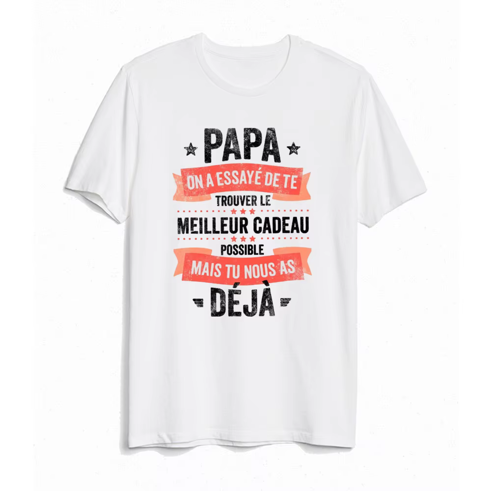 T-shirt d'été à manches courtes pour homme, avec lettres imprimées, le meilleur cadeau pour papa