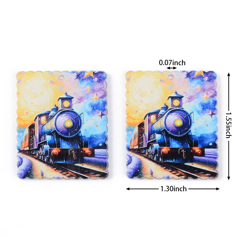 Boucles d'Oreilles en Acrylique, Peinture à l'Huile, Beaux Paysages, Collier, Accessoires de Chaîne 