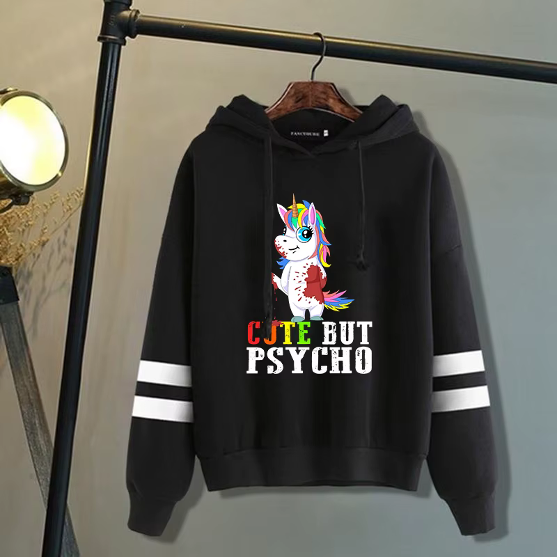 Nouveau licorne mignon mais Psycho motif sweat à capuche imprimé hommes femmes mode sport décontract