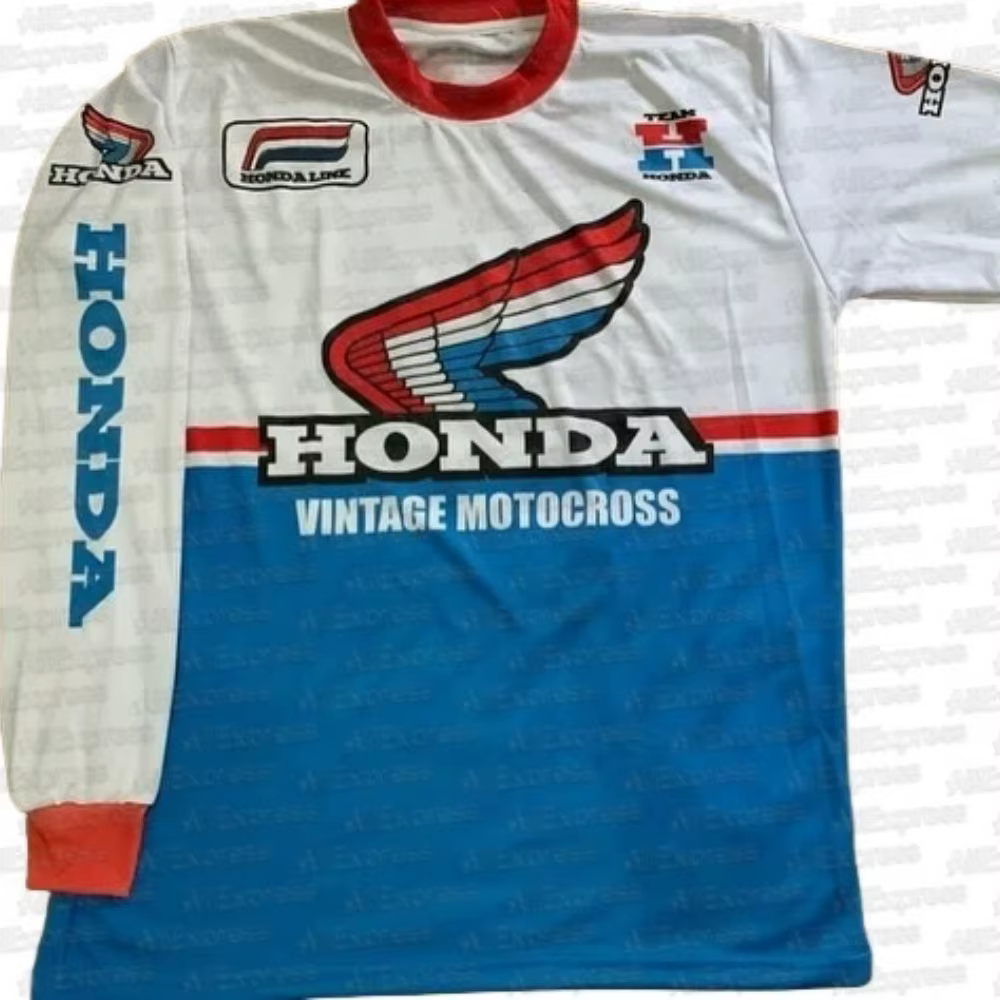 Honda Vintage Race Uniform Motorcycle Off-Road Outdoor Cycling Long Sleeve Summer Men Jersey Oversiz