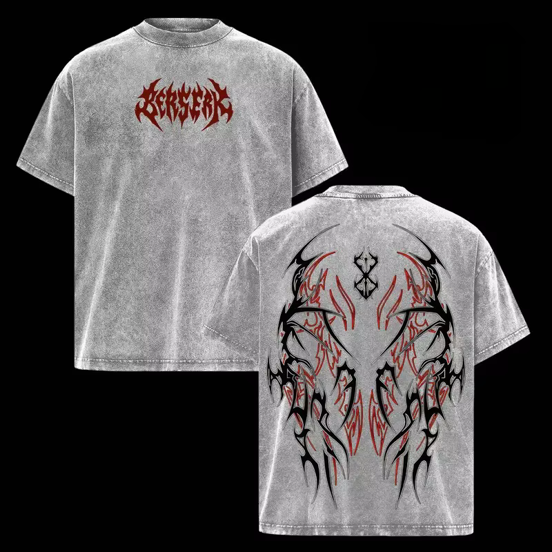 Anime Berserk Guts Logo graphique t-shirt hommes à manches courtes vêtements surdimensionné T-shirt 