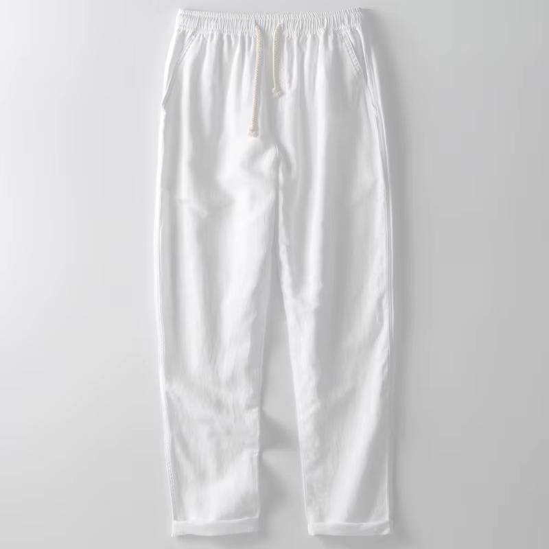Chemise et pantalon en lin de coton de qualité supérieure pour hommes, tenues blanches, ensembles en